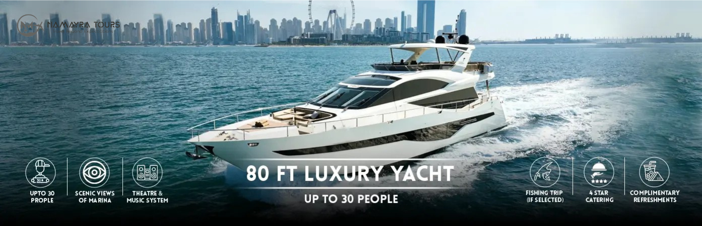 Dubai Top 80 Ft Luxury Yacht – Up To 30 People
